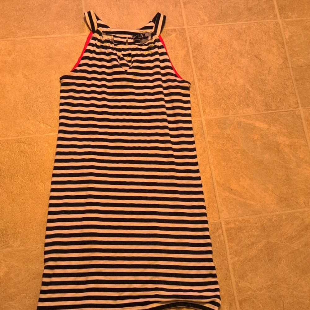 3/$25!!  2 Items! Navy striped casual dress . Size Medium With Matching Blouse !